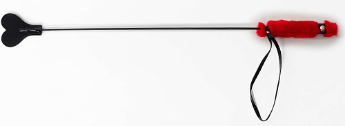 Чёрный стек-сердце с красной ручкой БДСМ арсенал 911-28 BX DD (61 см)