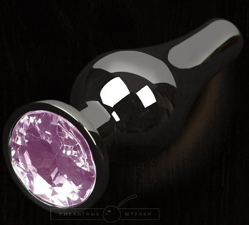 Графитовая удлинённая анальная пробка с розовым кристаллом Пикантные штучки DP11S002M2-1GLP (12 см)