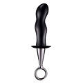 Чёрный изогнутый анальный плаг с серебристой рукояткой Dream Toys ANAL PLUG WITH PLATED HANDLE 21609