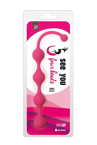 Розовая анальная цепочка Dream Toys SEE YOU FOUR BEADS ANAL 21221 (24 см)