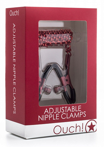 Зажимы на соски с красной цепочкой Shots Media BV Ouch! OU077RED