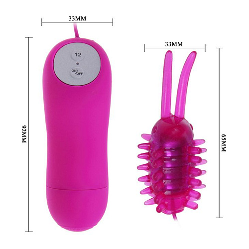 Водонепронецаемое  розовое виброяйцо с насадкой Baile «Букашка» BI-014196