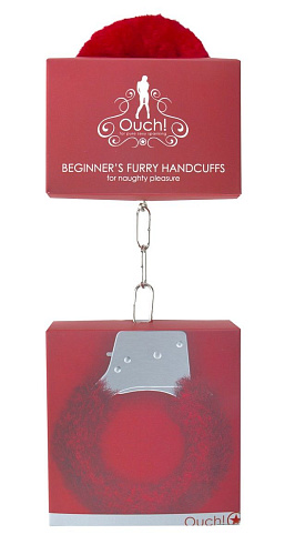 Пушистые красные наручники Shots Media BV OUCH! Red OU002RED