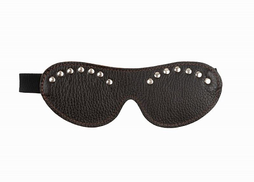 Коричневая кожаная маска с клёпками БДСМ арсенал 962-02 BX DD