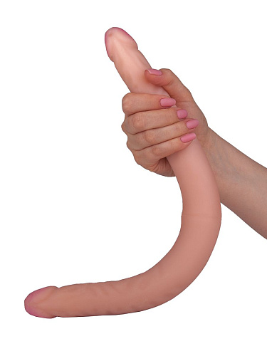 Двусторонний лесбийский фаллоимитатор телесного цвета из неоскин LOVETOY (А-Полимер) 057103 (43 см)