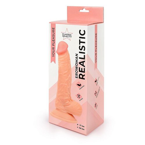 Реалистичный телесный фаллоимитатор на присоске Bior toys Erowoman ER-30058