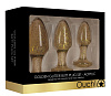Набор из 3 золотистых анальных пробок Shots Media BV Acrylic Goldchip Butt Plug Set OU479GLD