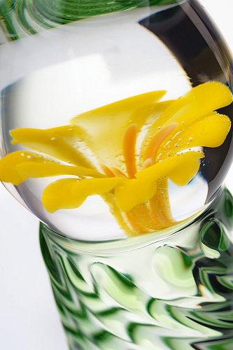 Стеклянный фаллоимитатор со спиралевидным рельефом зеленого цвета Sexus 912182