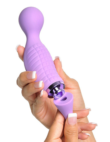 Хай-тек вибростимулятор сиреневого цвета с 3 сменными насадками для вакуумной стимуляции Pipedream Ultimate Climax-Her PD4937-12