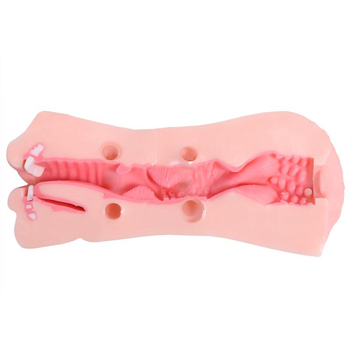 Двусторонний мастурбатор вагина и ротик телесного цвета Svakom Debby ZW6