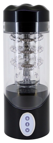 Вибромастурбатор с 6 режимами вибрации чёрного цвета Seven Creations Thrusting Master 16-52BLK-BX