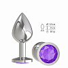 Серебристая средняя пробка с фиолетовым кристаллом Сумерки богов 523-08 purple-DD (8,5 см)