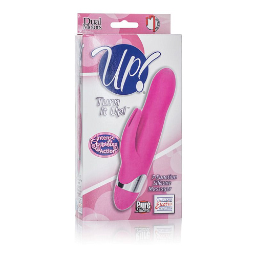 Розовый вибромассажёр с клиторальной стимуляцией California Exotic Novelties Turn it Up! 7-Function Silicone Massager SE-0732-50-3 (20,3 см)