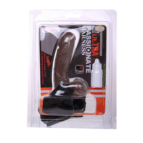 Коричневый фаллоимитатор на трусиках Baile BW-022024 (17,5 см)