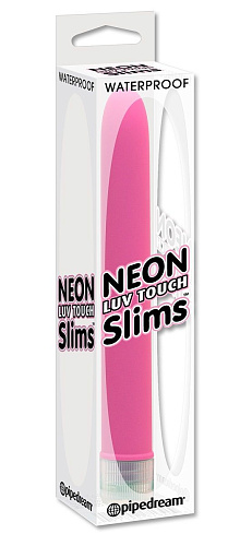 Тонкий розовый классический вибратор Pipedream Neon Luv Touch Slims PD1109-11 (14,6 см)
