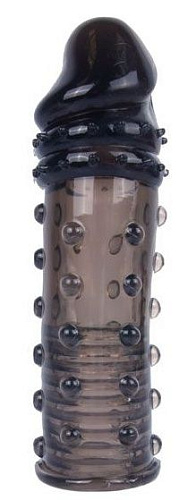 Чёрная насадка на пенис с пупырышками Bior toys SEM-55121-1 (15 см)