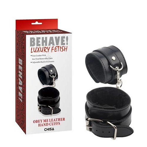 Чёрные наручи Chisa Obey Me Leather Hand Cuffs CN-632185552