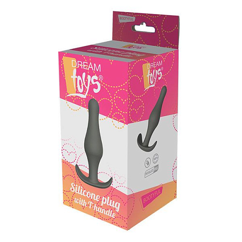Серый удлиненный анальный стимулятор Dream Toys PLUG WITH T-HANDLE 21453 (15,6 см)
