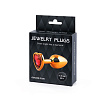 Золотистая анальная пробка с красным стразом-сердечком Anal Jewelry Plug SCHG-16 (7 см)