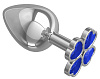 Серебристая анальная пробка-клевер с синим кристаллом Сумерки богов 539-07 BLUE-DD (9,5 см)