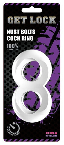 Прозрачное гладкое двойное эрекционное кольцо Chisa Get Lock CN-100338189