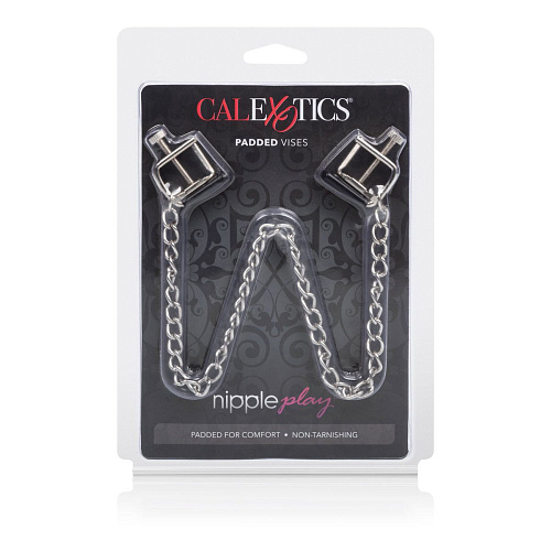 Серебристые зажимы на соски California Exotic Novelties Padded Vises SE-2593-10-2
