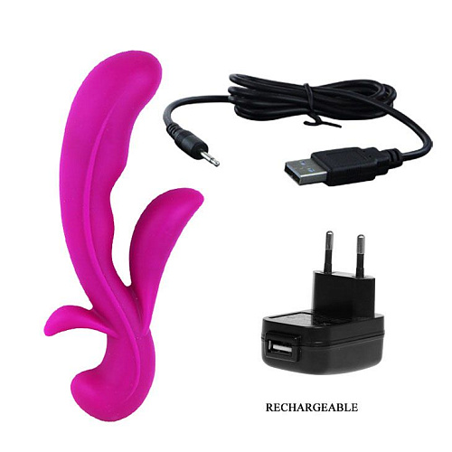 Перезаряжаемый лиловый вибратор с дополнительными отростками Baile Stamen BI-014175 (21 см)