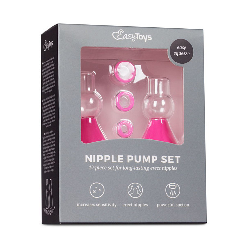 Розовые вакуумные стимуляторы для сосков EDC Wholesale Nipple Pump Set ET252PNK
