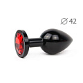 Коническая чёрная анальная втулка с красным кристаллом Anal Jewelry Plug BKL-16 (9,3 см)