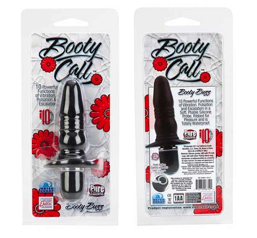 Чёрная анальная силиконовая маленькая пробка с вибрацией California Exotic Novelties Booty Call SE-0397-10-2