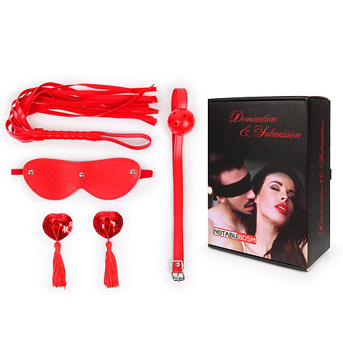Пикантный набор БДСМ из 4 предметов в красном цвете Bior toys NTB-80609
