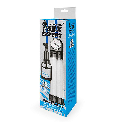 Прозрачная вакуумная помпа с манометром Bior toys Sex Expert SEM-55168