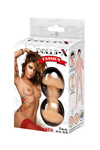Надувная секс-кукла телесного цвета с тремя любовными отверстиями ToyFa 117013