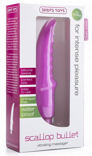 Розовый вибратор с рёбрышками Shots Media BV Scallop Bullet Pink SHT209PNK (14 см)