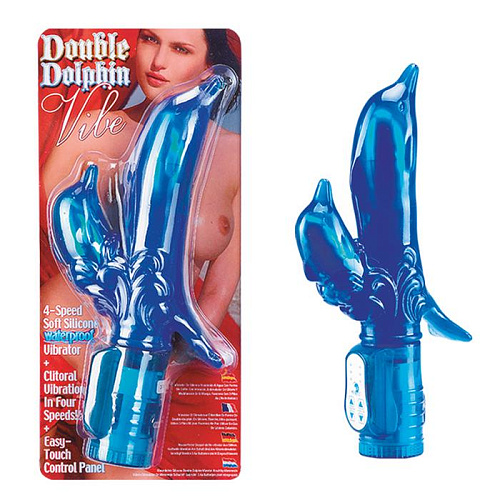 Четырёхскоростной вибратор Seven Creations Double Dolphin 2K788CBLU-BCD
