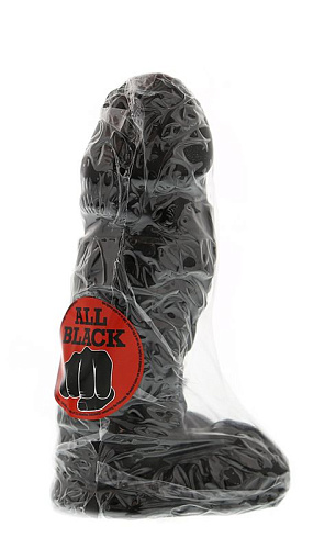 Чёрный фаллоимитатор с точками у мошонки Mister B All Black MB775125 (18 см)