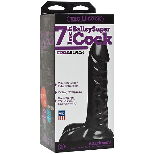 Чёрная насадка-фаллоимитатор с реалистичной головкой и мошонкой Doc Johnson 1016-31-BX (20,3 см)