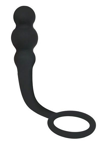 Чёрный анальный стимулятор с круглым ограничителем Bior toys SEM-55142 (14,5 см)