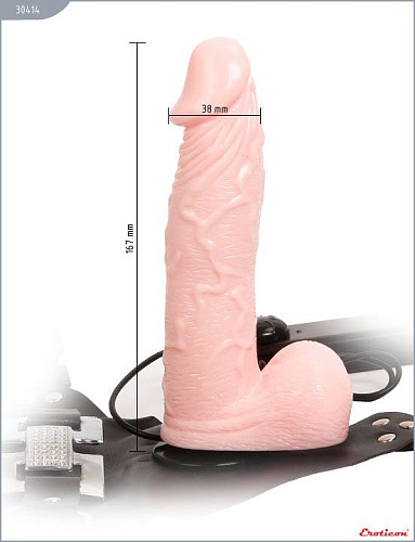 Страпон телесного цвета с вибрацией Eroticon Domina 30414