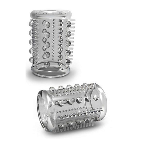 Прозрачная насадка с шипами и шишечками Blush Novelties STAY HARD COCK SLEEVE 03 CLEAR BL-00312