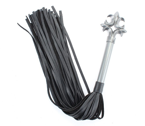 Чёрная плеть из натуральной кожи в готическом стиле БДСМ арсенал Gray 54045ars (63 см)
