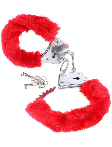 Наручники с красным мехом Pipedream Beginners Furry Cuffs PD3800-15