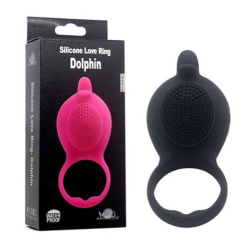 Чёрное виброкольцо на пенис Howells Dolphin 185210black