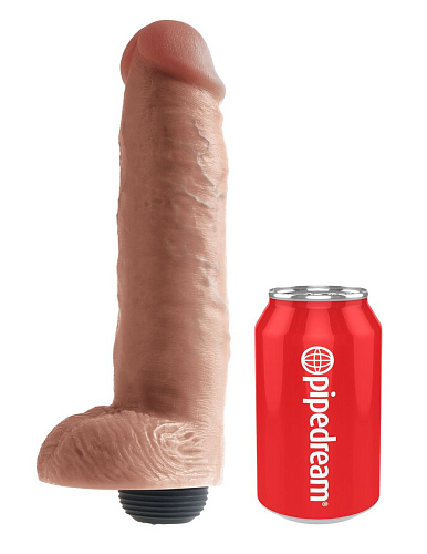 Кофейный фаллоимитатор с эффектом эякуляции Pipedream King Cock 10 Squirting Cock PD5604-22 (25,4 см)