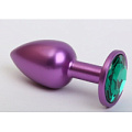 Фиолетовая анальная пробка с зелёным стразом 4sexdreaM 47413-6 (7,6 см)