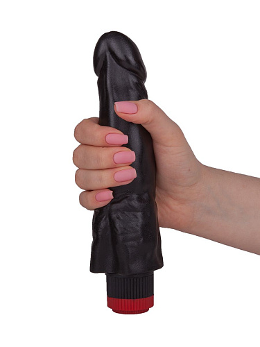 Чёрный вибромассажёр с широким основанием LOVETOY (А-Полимер) 410100 (18,8 см)
