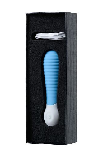 Голубой мини-вибратор с рёбрами S-HANDE MINI 2 SHD-050-2B (11,8 см)