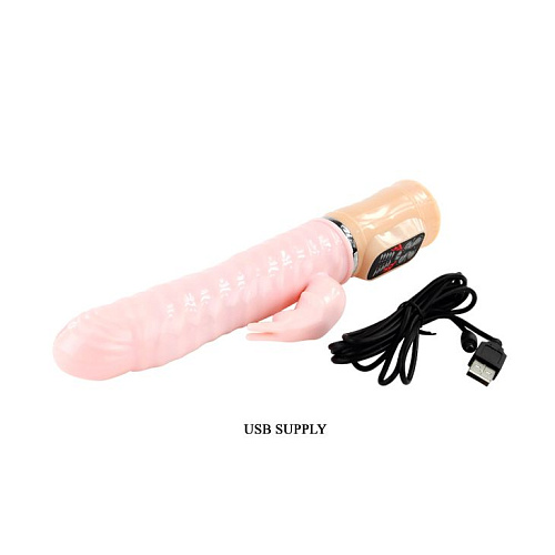 Вибратор с клиторальным стимулятором и функцией нагрева телесного цвета Baile BW-062002-1002