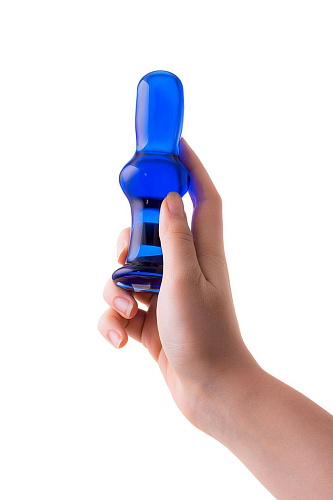 Голубая стеклянная анальная втулка Sexus 912181 (12 см)