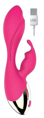 Ярко-розовый вибратор с клиторальным зайчиком Bior toys ST-40162-16